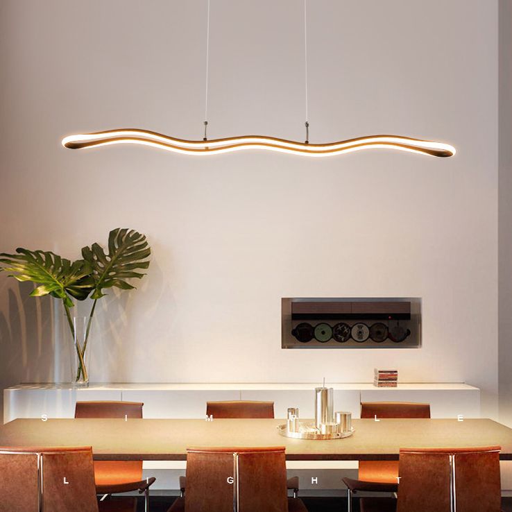 Curved Island Ceiling Light Minimalist Style LED Metal Pendant Lighting Fixture for Dinning Room