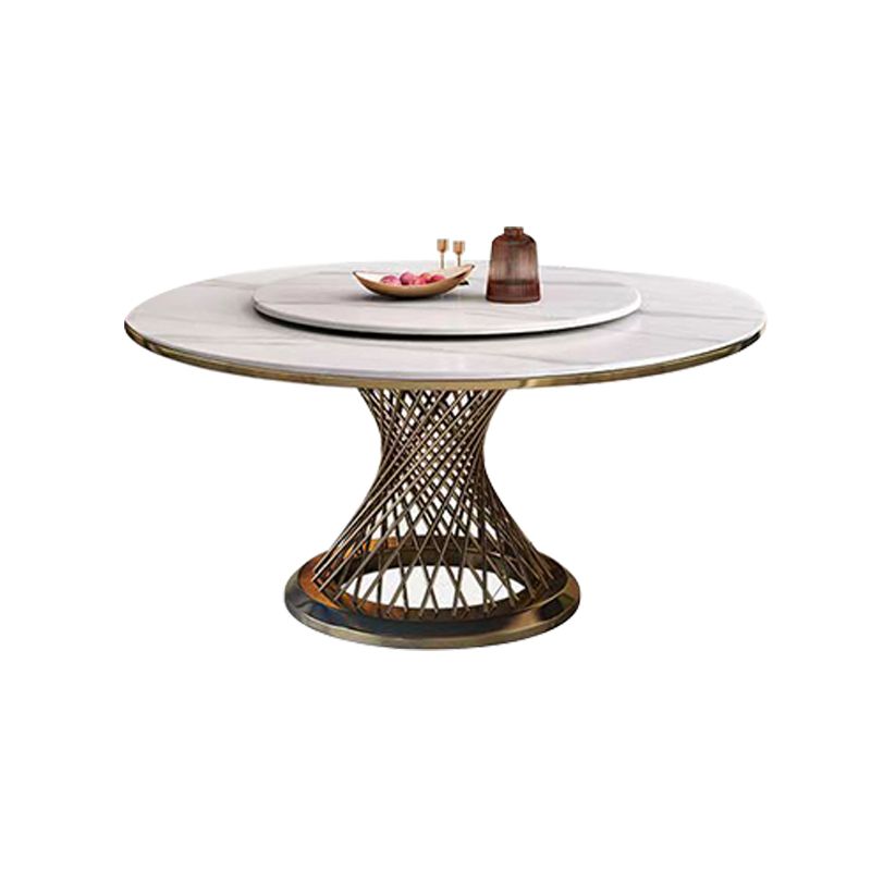 Round Turntable Dining Table Sintered Stone Dining Table for Home