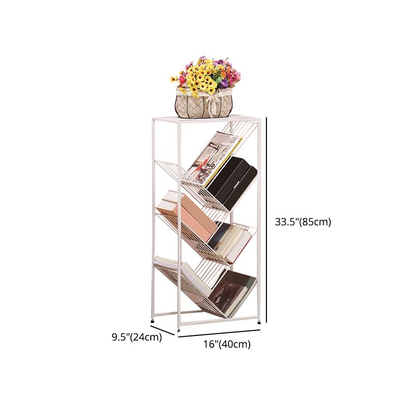 Contemporary Metal Bookcase White Open Bookshelf for Living Room