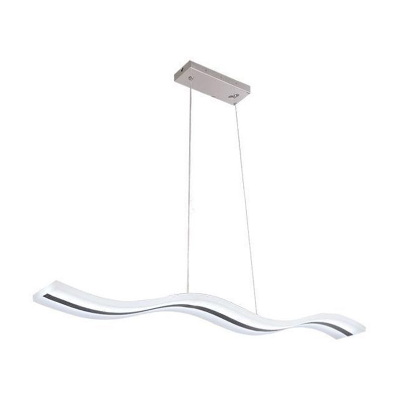 Wavy Shape Kitchen Island Fixture Acrylic Linear Pendant Ceiling in Black & White