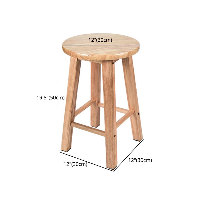 Modern Armless Backless Counter Stool Oak Wood Kitchen Bar Stool with Seat and Pedal