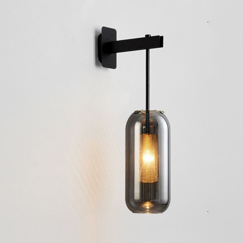Modern Style Cylinder Wall Sconces Glass 1 Light Wall Mount Light Fixture