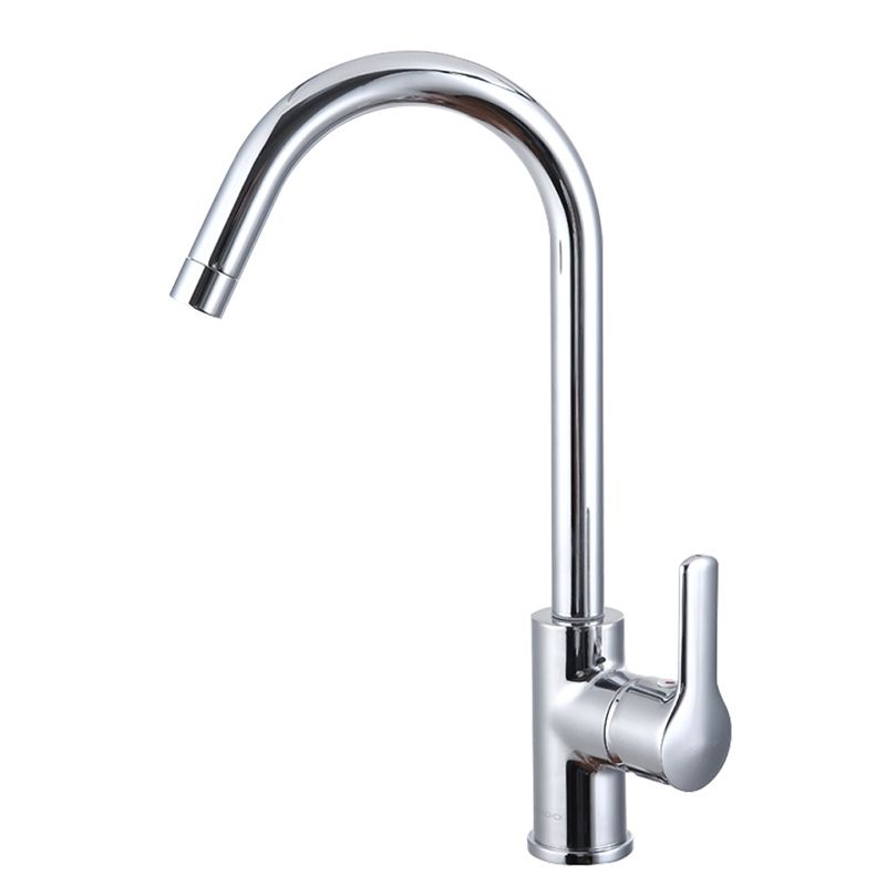 Copper Kitchen Faucet Lever Handle Gooseneck 1-Hole Kitchen Faucet