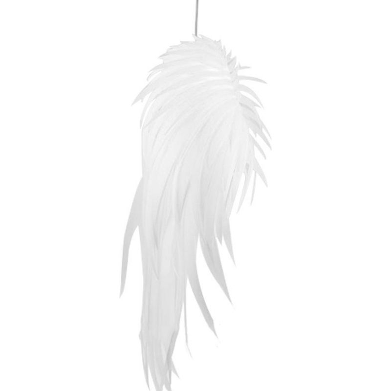 Angel Wing Feather Pendant Lighting Minimalist Plastic White Hanging Lamp for Living Room