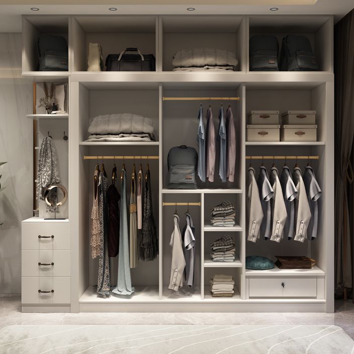 White Engineered Wood Wardrobe Closet Contemporary Wardrobe for Bedroom