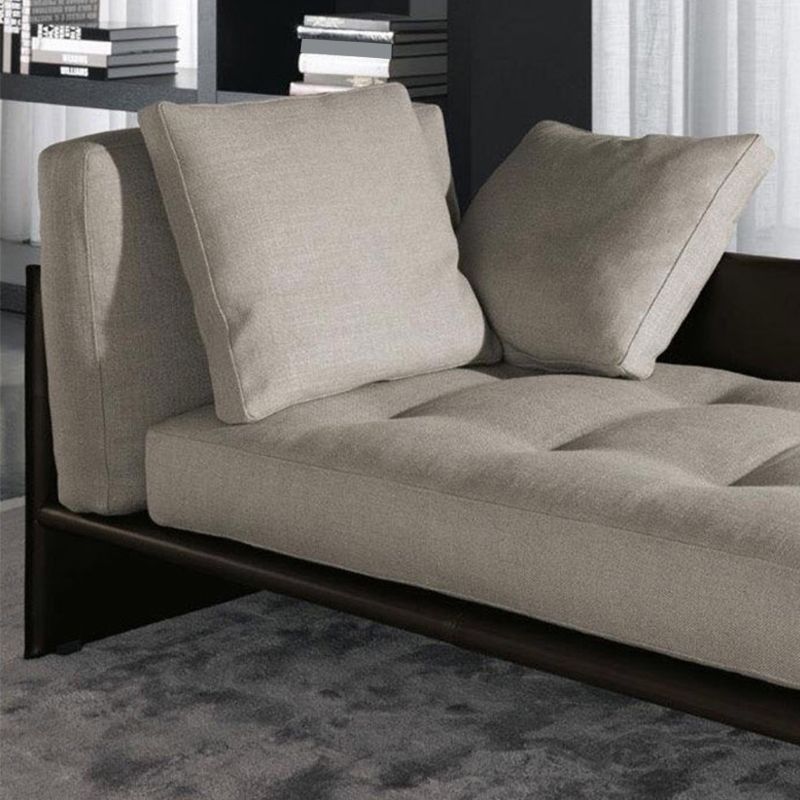 Wood and Leather Frame Cushioned Chaise Lounge Couch - 66.9" W