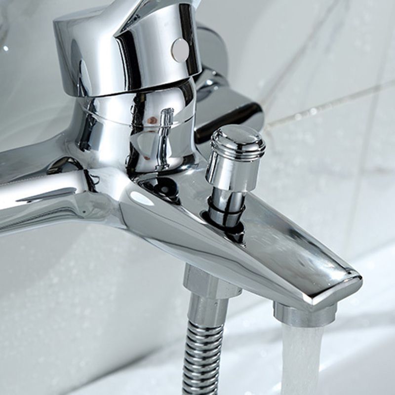 Modern Silver Faucet Copper with 1-Handles 2-Hole Bathroom Faucet