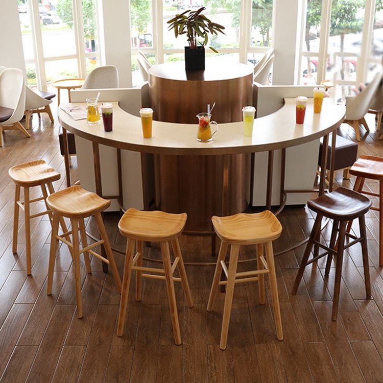 Living Room Modern Wood Barstool Wood 4 Legs Bar Stool with Pedal