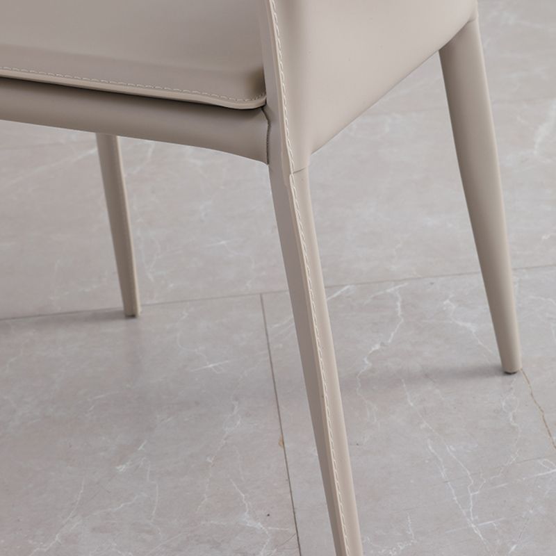 Upholstered Dining Chair with Leather Legs Matte Finish Solid Back Side Chair