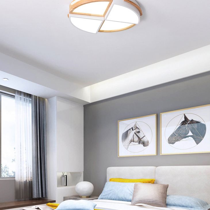 Round Color-Block Flush Ceiling Light Fixture Macaron Acrylic Bedroom LED Flush Mount