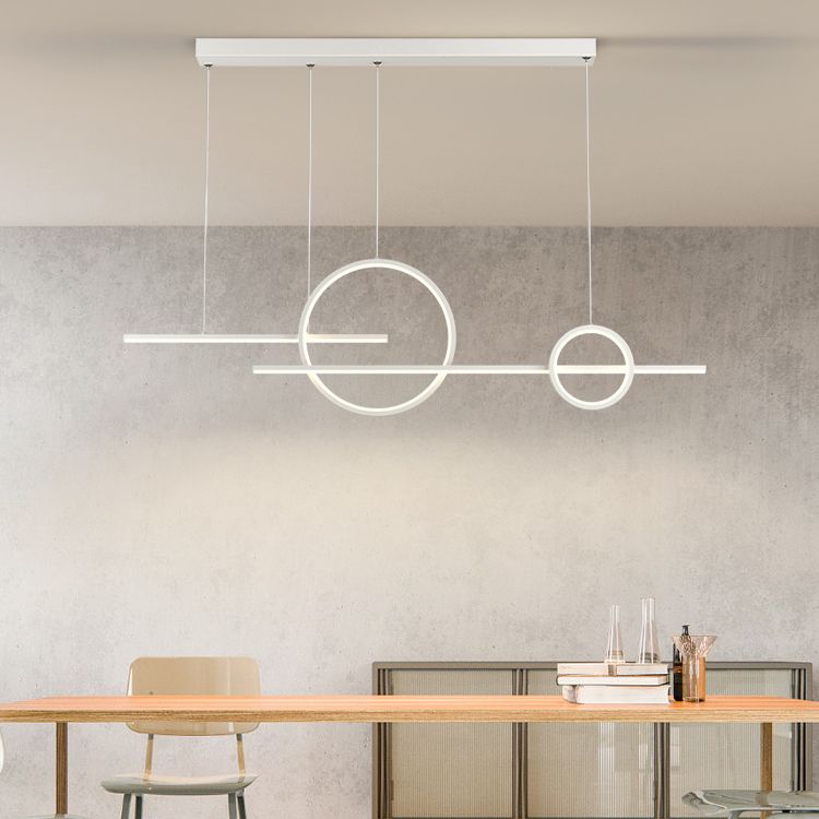 LED Island Lamp Modern Simple Island Hanging Lamp with Silica Gel Shade for Dining Room