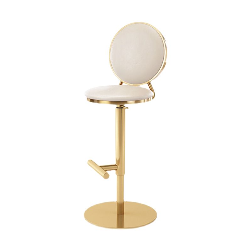 Nordic Adjustable Armless Counter Stool Iron Base Bar Stool with Leather Cushion