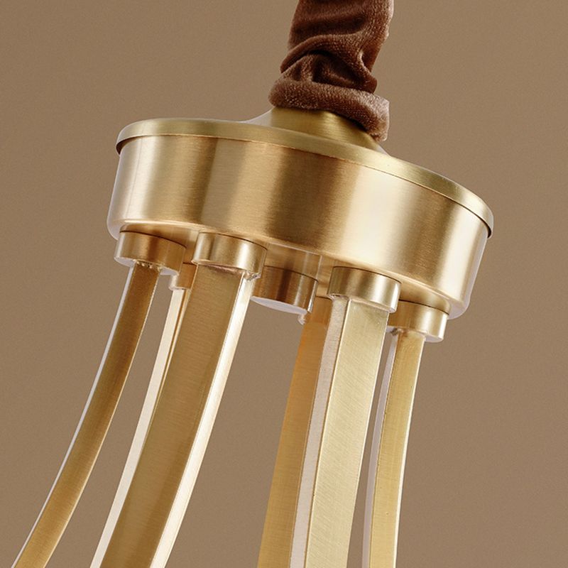 Post-Modern Curvy Arm Hanging Chandelier Light White Glass Shade Ceiling Chandelier in Gold for Living Room