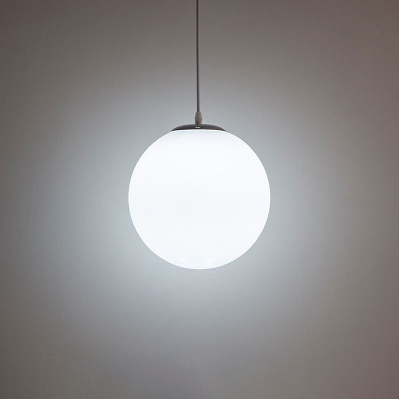 Glass Globe Pendant Light Fixture Contemporary Style Hanging Light Fixture in White