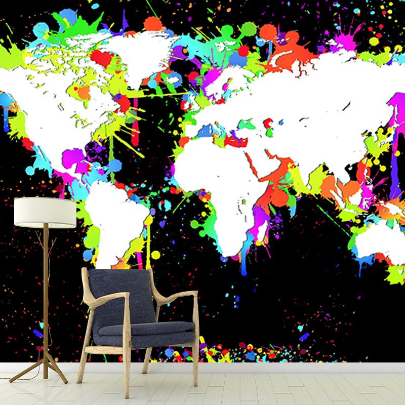 Modern Illustration Mural Wallpaper World Map Indoor Wall Mural