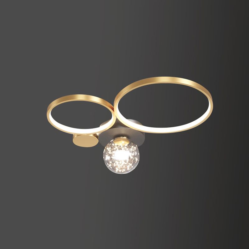 Minimalismo, círculos geométricos nórdicos, luz LED de techo, bola de cristal transparente, cadena de luces LED, accesorio de iluminación para sala de estar