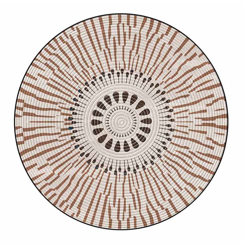 Beige Modern Area Carpet Stripe Pattern Polyester Area Rug Non-Slip Backing Rug for Home Decor
