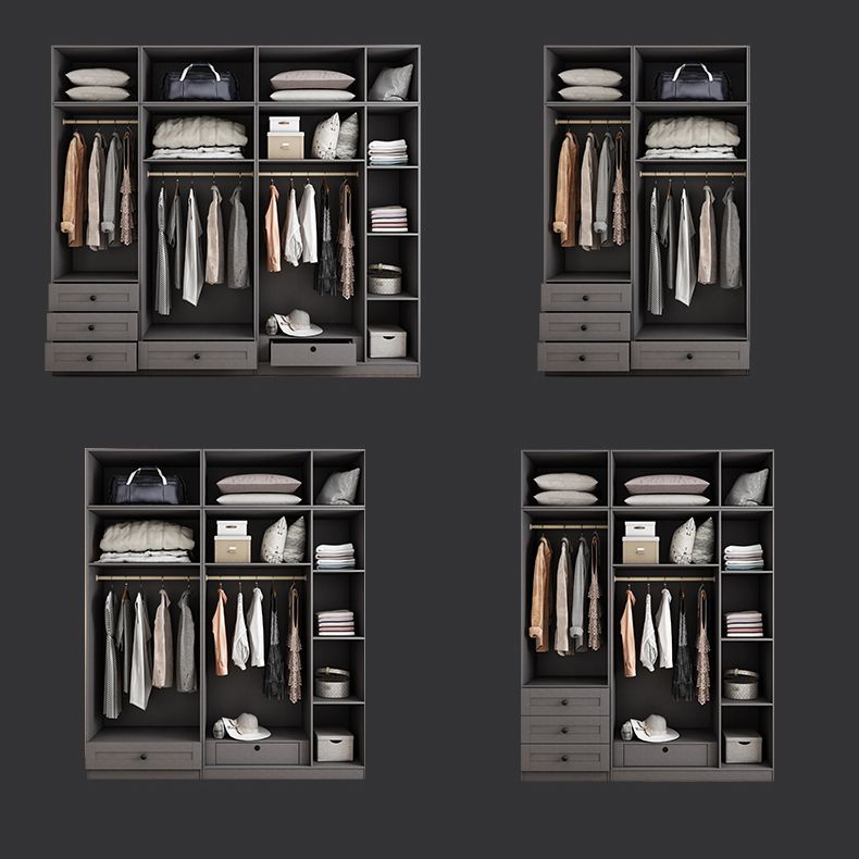 Contemporary Grey Wardrobe Armoire Engineered Wood Wardrobe Closet