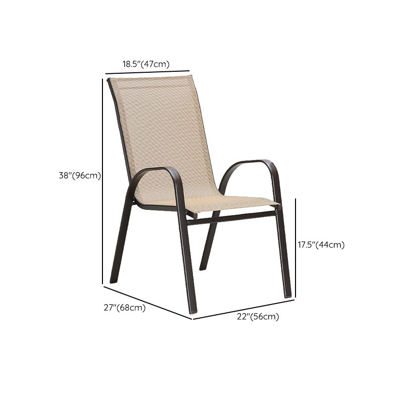 Industrial Patio Chair Set of 4/8 with Fabric Back in Light Brown