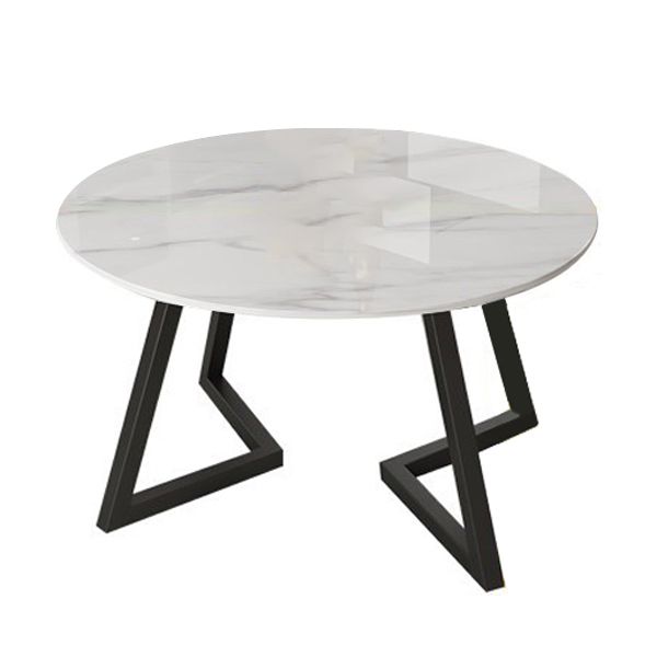 Round Double Pedestal Table Simplicity Style Stone Dining Site Table