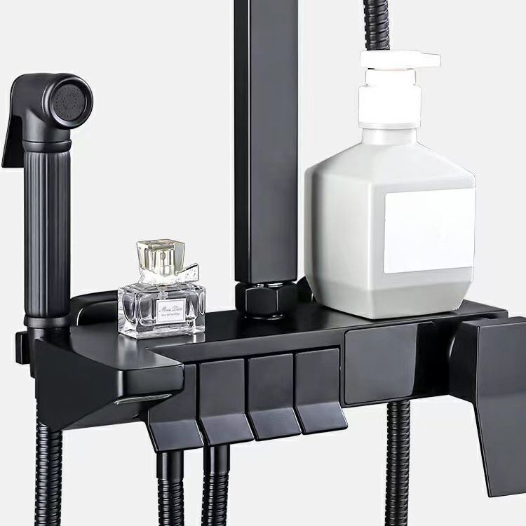 Square Metal Shower System Volume Control Dual Shower Head Shower Faucet with Shower Arm