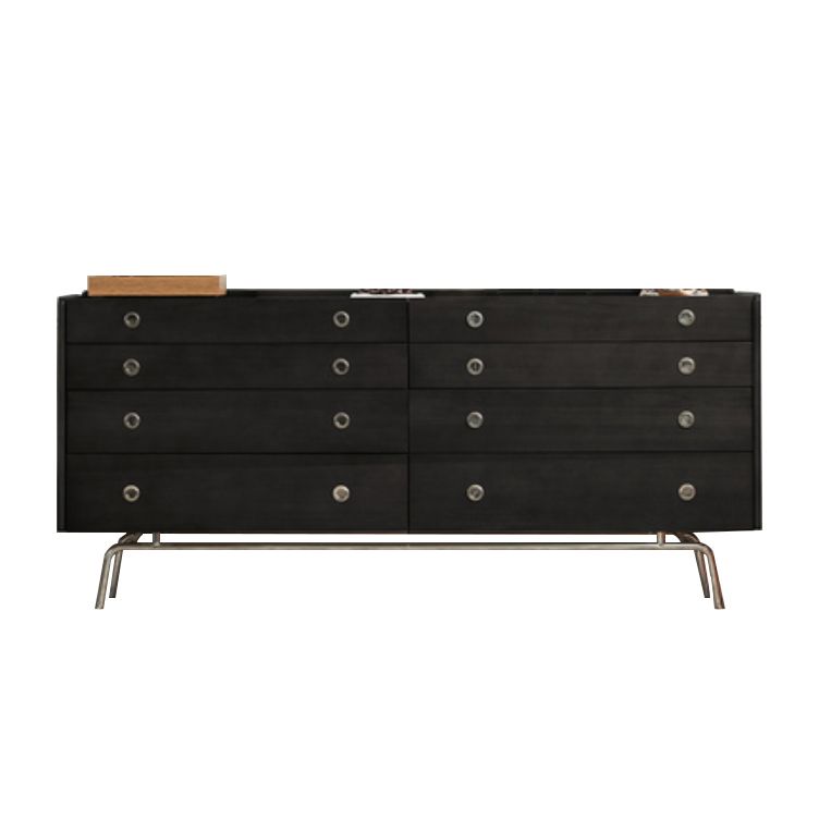 Ultra Modern Horizontal Double Dresser Solid Pine Storage Chest Dresser for Bedroom