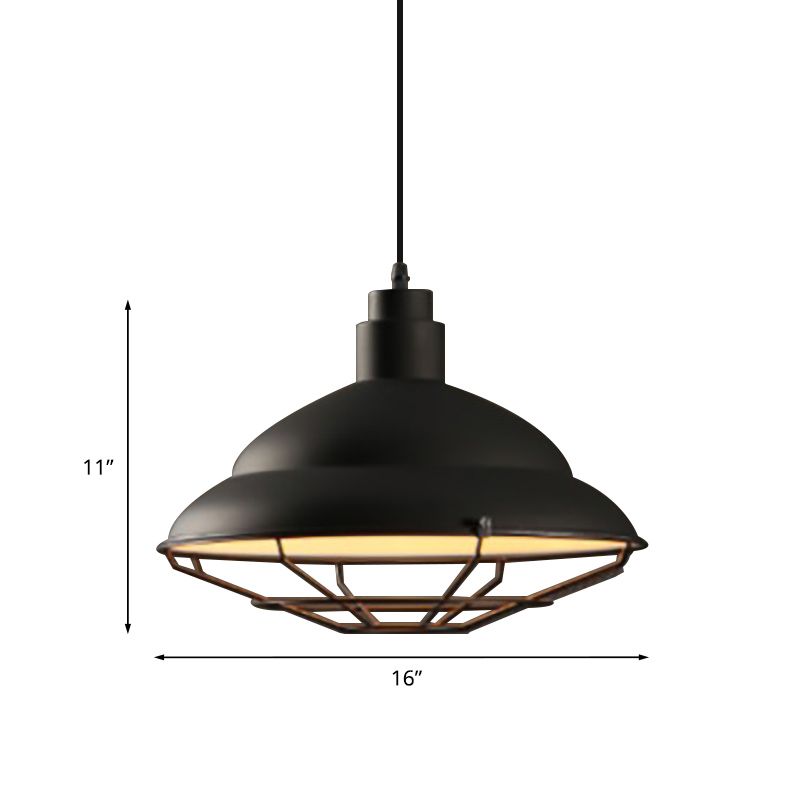 Retro Style Double Bubble Pendant Lamp 1 Light Metallic Hanging Ceiling Light in Black/White for Coffee Shop