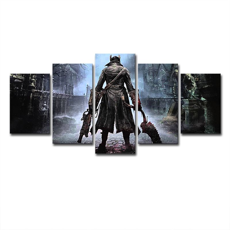 Hunter Game Scene Canvas Print Multi-Piece Kids Style Bedroom Wall Art Decor in Blue