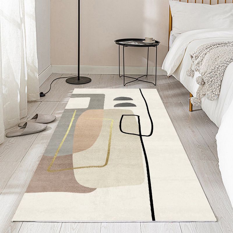 Gray Modern Carpet Polyester Swirl Marks Carpet Washable Carpet for Living Room