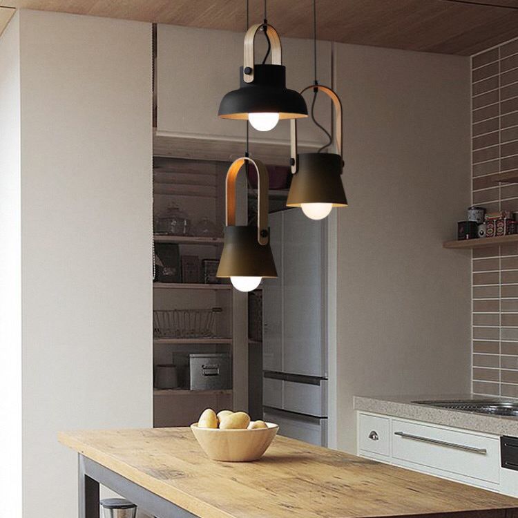 Wooden Handle Pendant Ceiling Light Simplicity Pendant Lighting Fixture for Dinning Room
