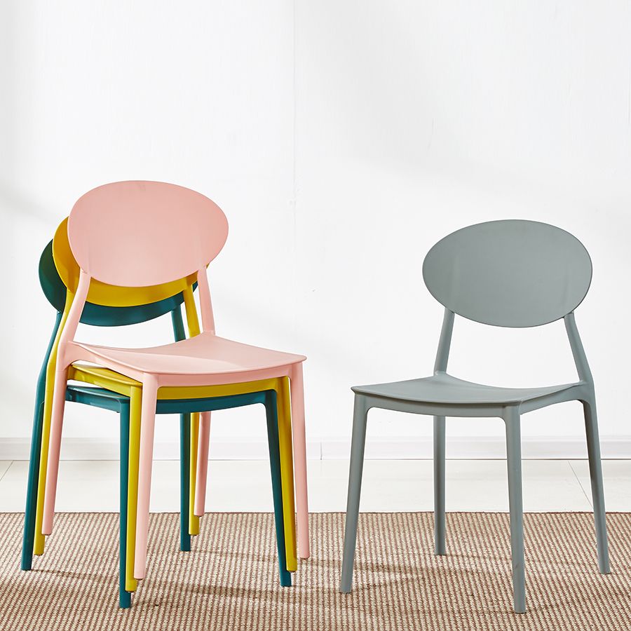 Plastic Stackable Dining Side Chair Open Back Armless Dining Chairs (Set of 4)