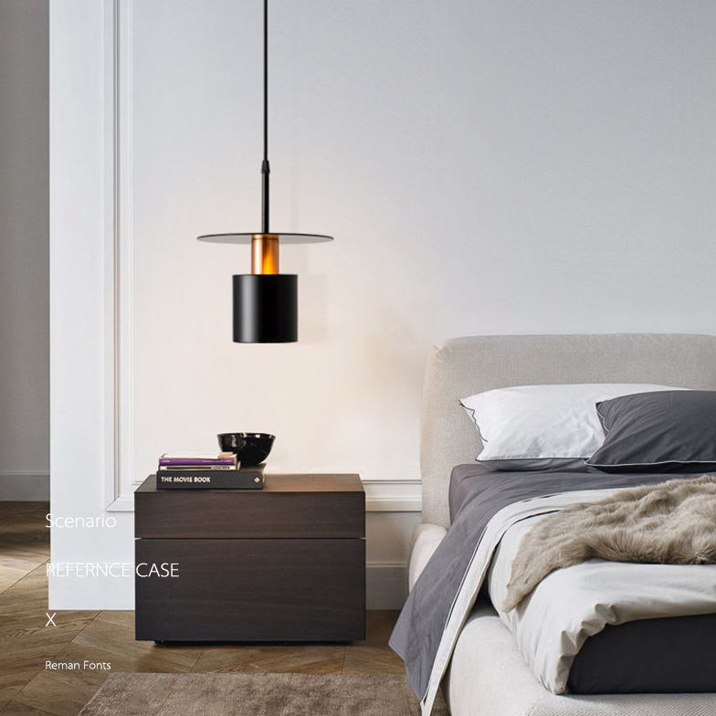 Black Metal Disco Metal Sombra colgante Ligero de hierro Moderno Iluminación para comedor para comedor