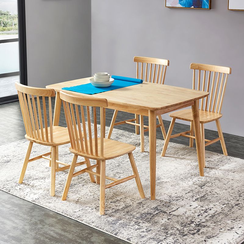 Rubberwood vaste houten eettafel 4 benen basis houten tafel voor keuken