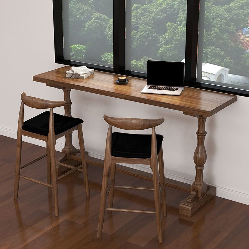 Brown 1/2/3 Pieces Pub Dining Set Solid Wood Table and Stool Set