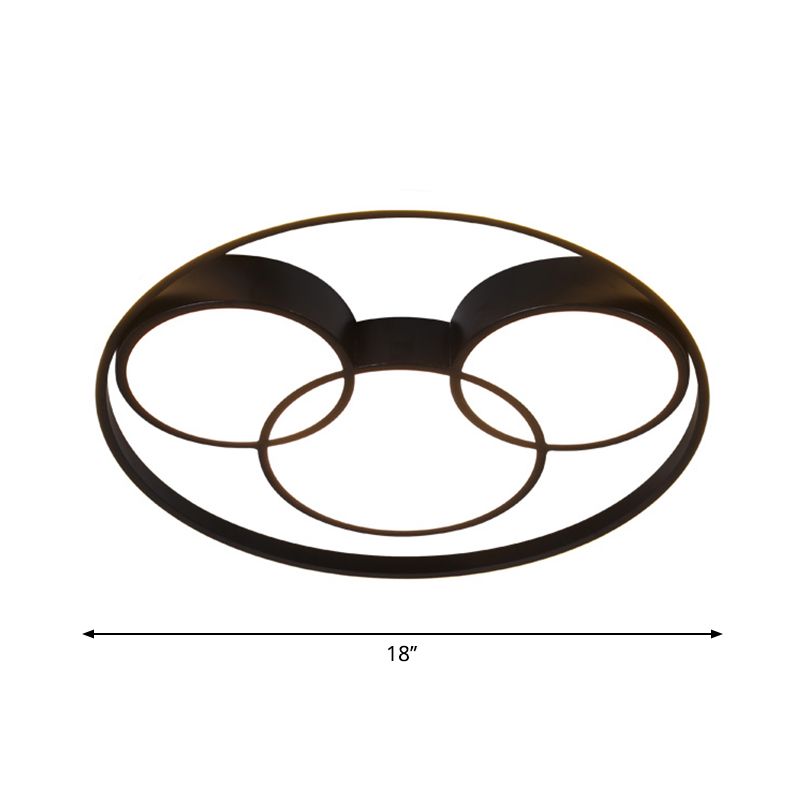 Circular Parlor Close to Ceiling Lamp Acrylic LED Minimalist Flush Mount Lighting in Black