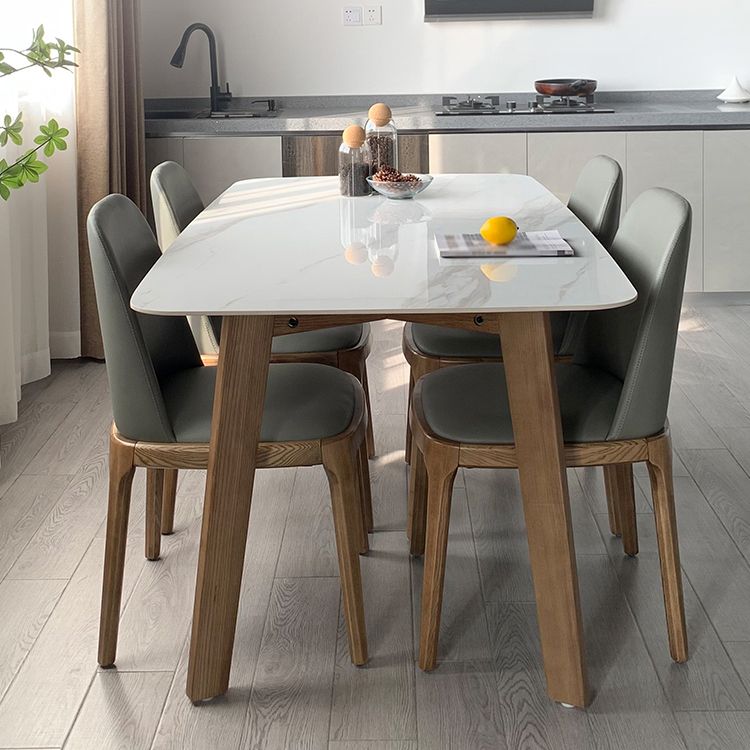 Eigentijdse gesinterde stenen eettafel rechthoekige vorm eettafel met 4 poten tafel