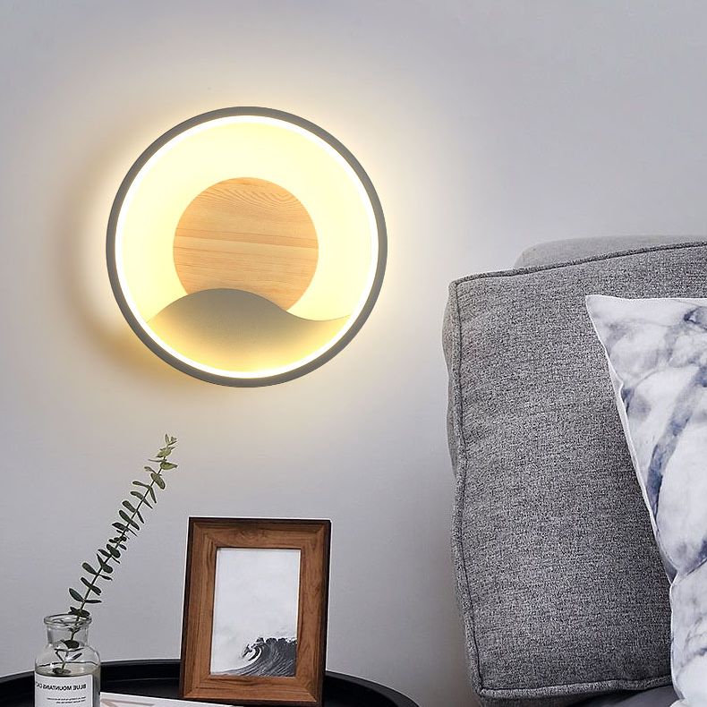 Aluminium afgeronde schaduw Wandlicht Moderne 1-licht LED-wand sconce voor slaapkamer