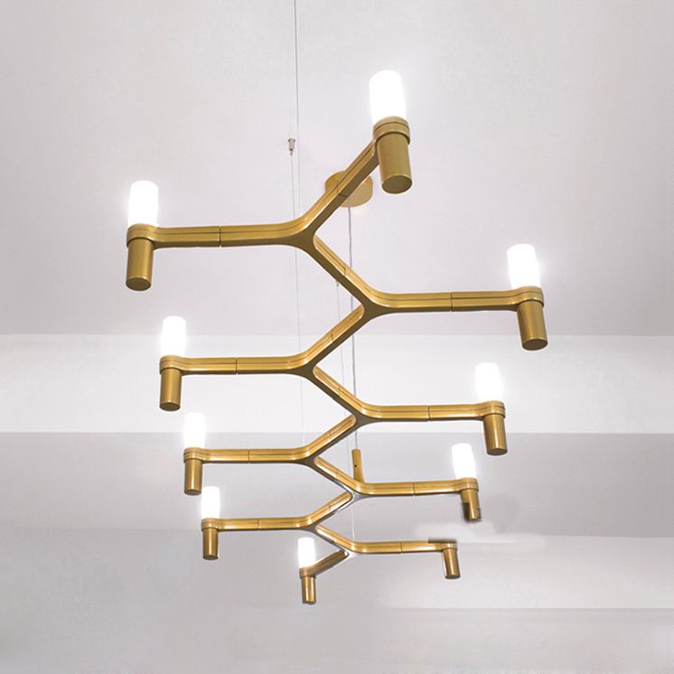 Gold/Silver Branch Ceiling Lighting Modernism 10 Heads Metallic Island Pendant Light with Bare Bulb for Dining Room