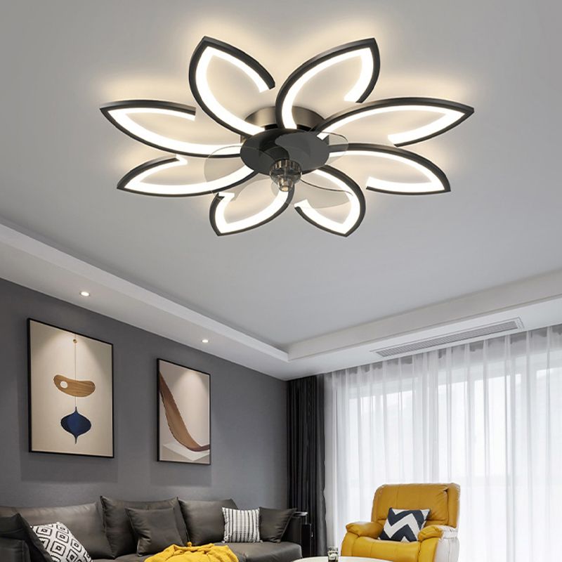 Ventola a soffitto in metallo a forma di fiore Stile moderno a 6 luci a soffitto ventilatore