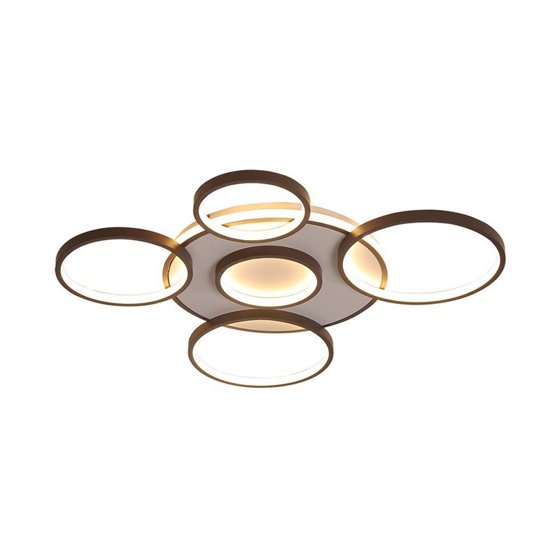 4/5-Halo Ring Ceiling Lighting Modernity Acrylic LED Black Flush Mount Light Fixture in Warm/White Light, 27.5"/33.5" W
