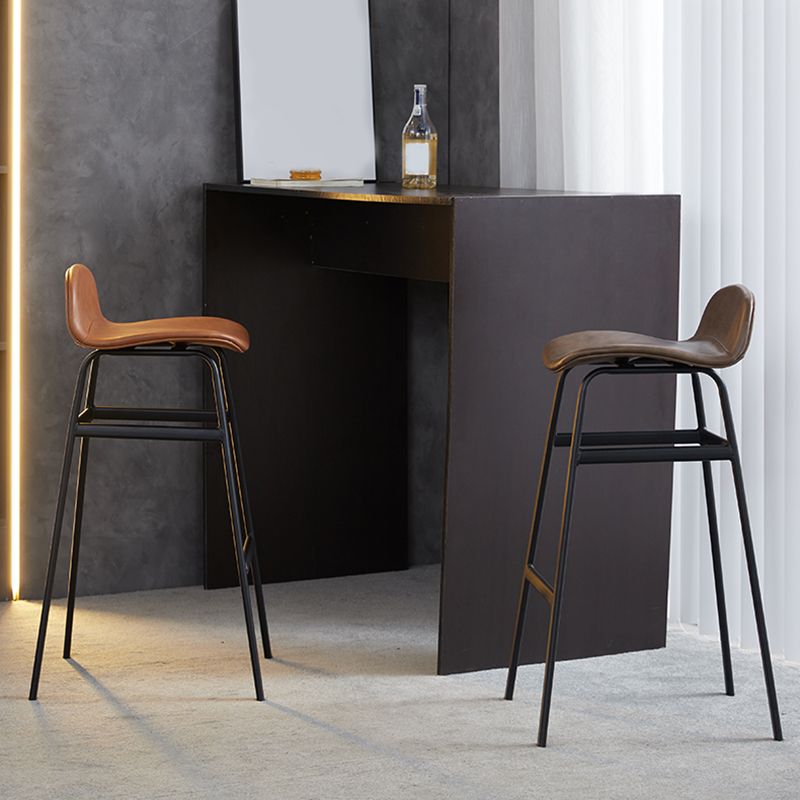 Modern Backrest Armless Counter Stool Iron Bar Stool with Seat and Pedal for Cafe