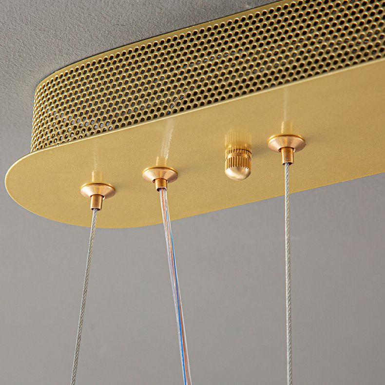 Contemporary Island Light Fixtures Linear LED Hanging Lamp with Crystal for Dining Room