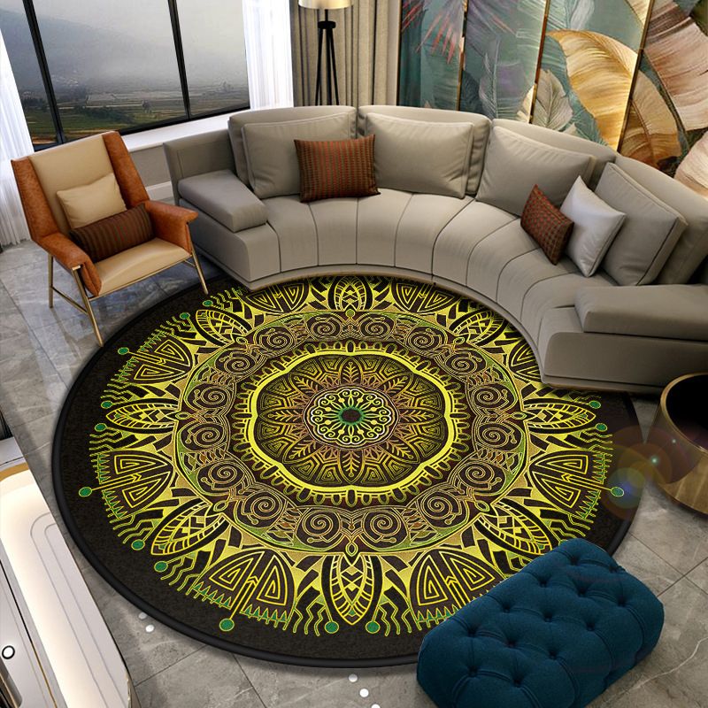 Turkish Style Living Room Rug Multicolor Flower Patterned Carpet Synthetics Pet Friendly Machine Washable Non-Slip Rug