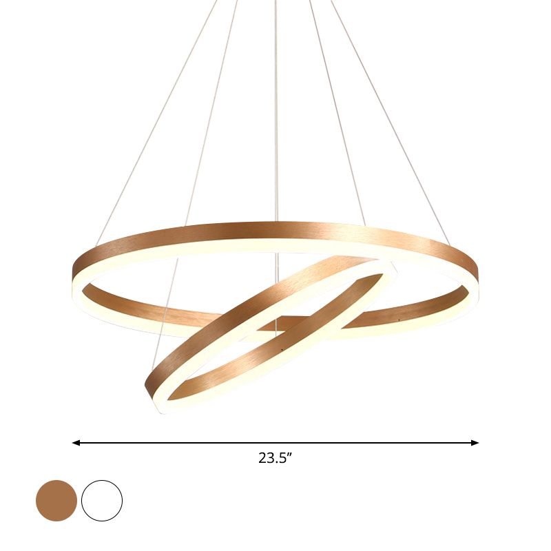 2/3 Tiers Aluminum Pendant Light Fixture Minimalistic White/Coffee LED Chandelier Lamp for Dining Room