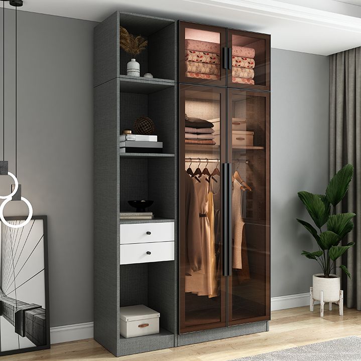 Modern Style Storage Cabinet Mirrored Finish Cabinet with Glass Door