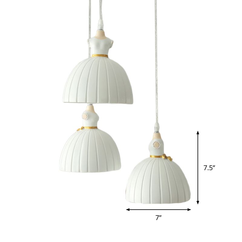Ballet Jirt Cluster Pendant Light Kids Resin Rison de la fille de la fille de la fille de la fille de la fille de la fille de la fille en blanc