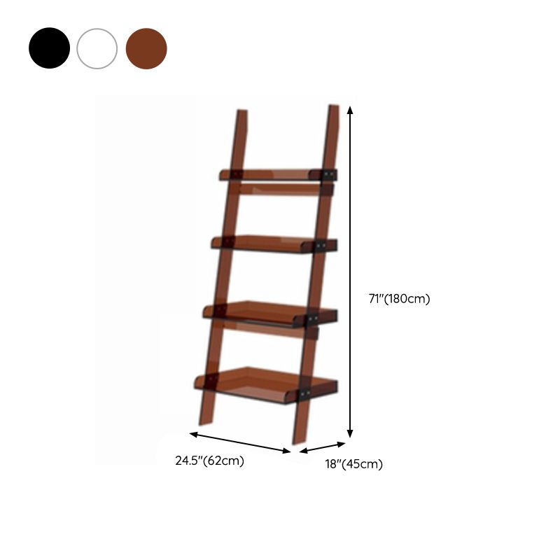 Ladder Open Back Bookshelf Acrylic Scandinavian Bookcase with Shelves