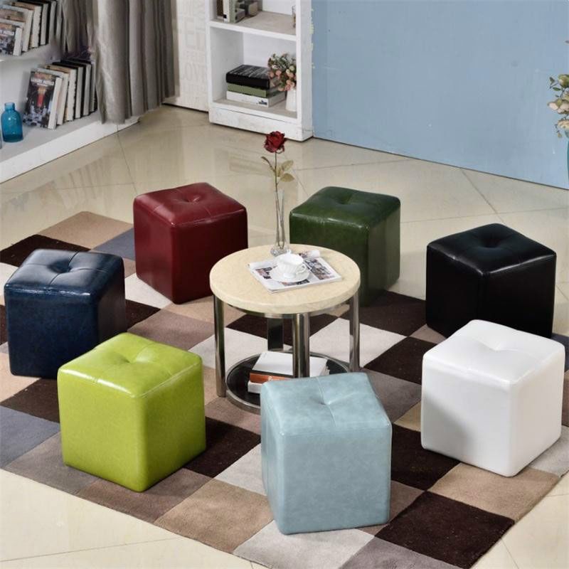Leather Standard Stool Modern Style Simple Household Square Stool