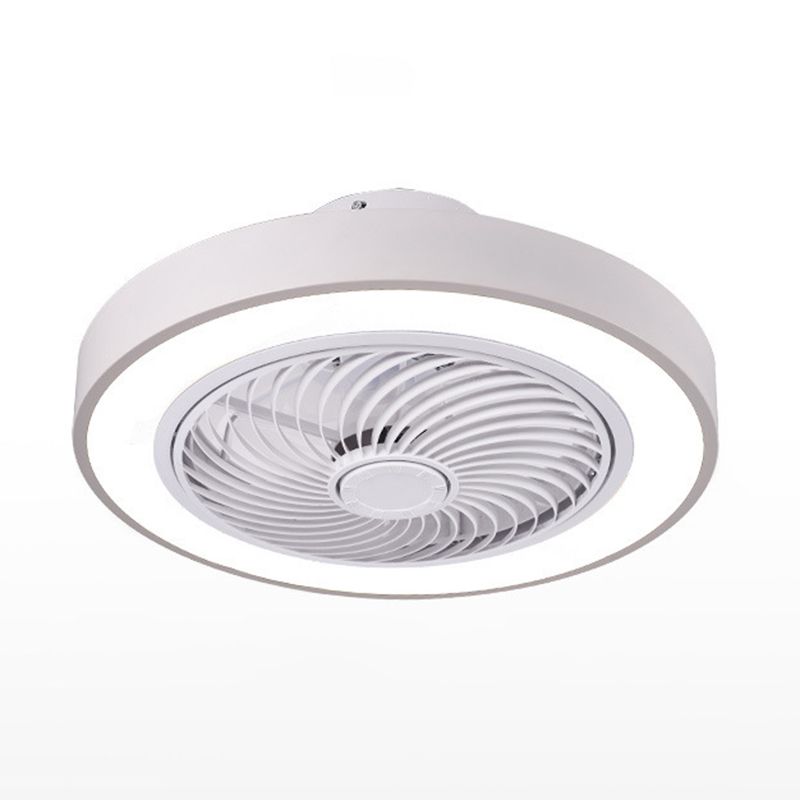 Modern Concise LED Ceiling Fan Light Lacquered Iron Circular Macaron Ceiling Fans with Acrylic Shade