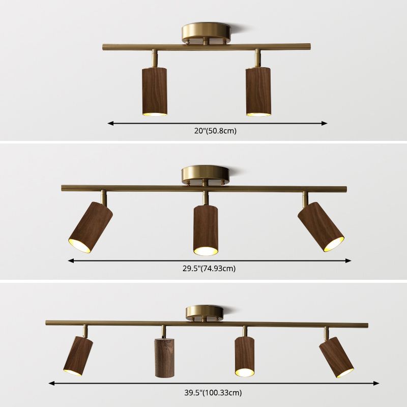 Iluminación sobre riel de techo nórdico, foco de madera maciza de nogal negro para el hogar, sala de estar, dormitorio, guardarropa, tienda de ropa comercial, pasillo